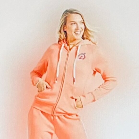 Peloton Lightweight Full Zip Hoodie in Peach/Orange (S) New With Tags - Picture 3 of 7